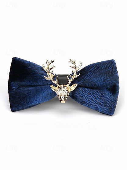 Bow with Velvet Pin Men's Deer Tie Gold Head