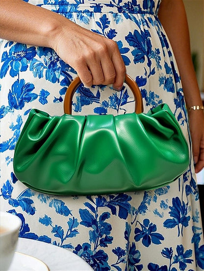 Leather Bag Women's Acrylic with Tote Clutch Pleated Faux