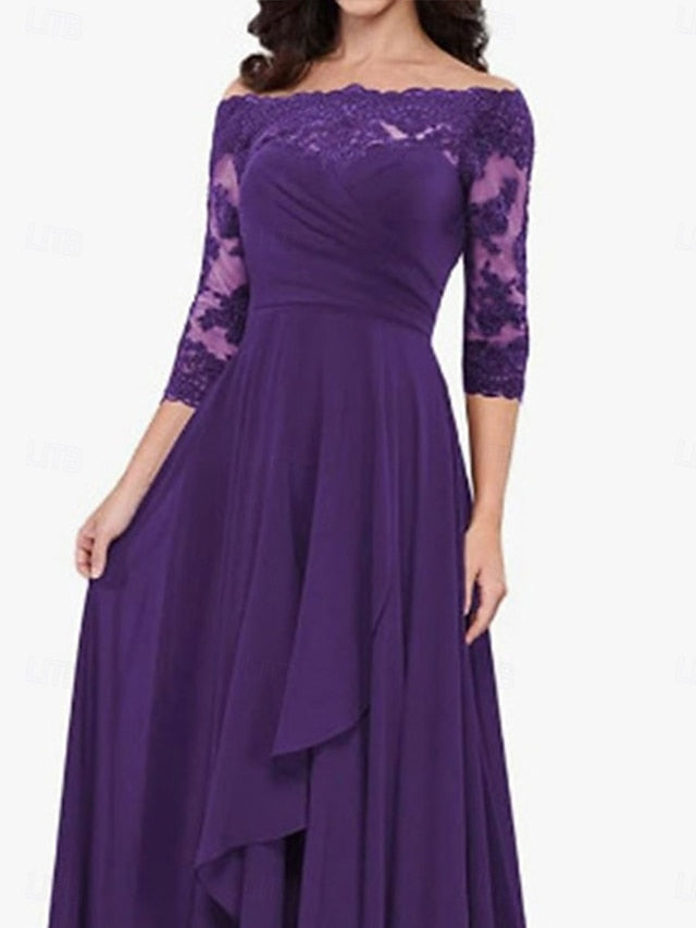Mother A-Line Off Dress Shoulder Simple of Bride Elegant the