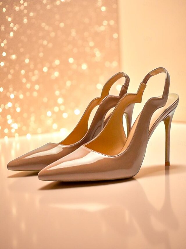 Black and Patent Red Women's Leather Slingback Heels