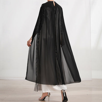 Cape A-Line of Mother Bride Dress Crew Elegant Neck the