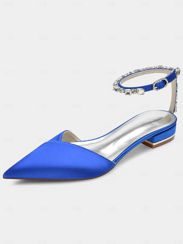 Shoes – Wedding Satin Black with Strap Crystal-Ankle Chic