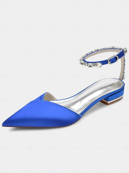 Shoes – Wedding Satin Black with Strap Crystal-Ankle Chic