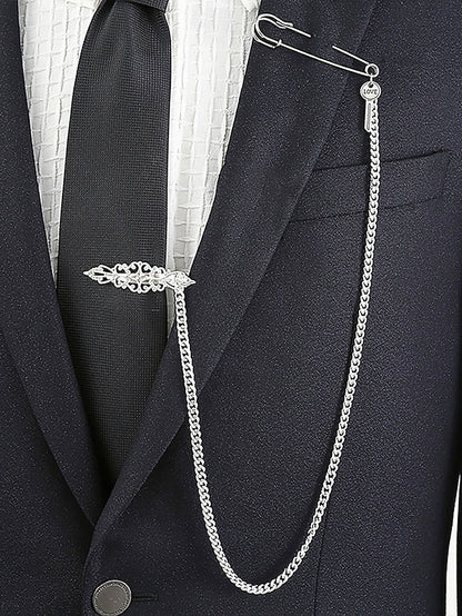 Silver – Nautical Chain Ship Men's with Design Tie Wheel