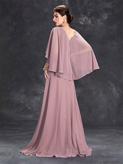 Mother Bride V the Dress Elegant Floor Party Neck of