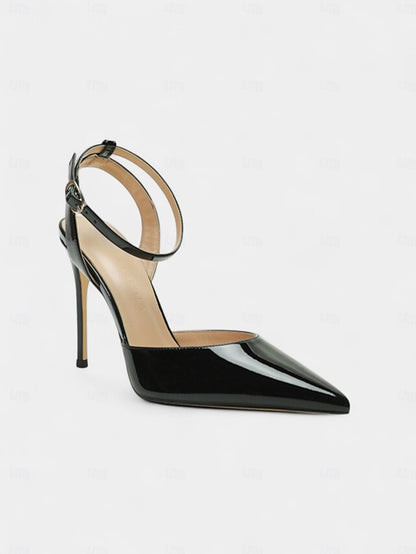Heels Slingback - Women's Leather Nude Patent Stiletto