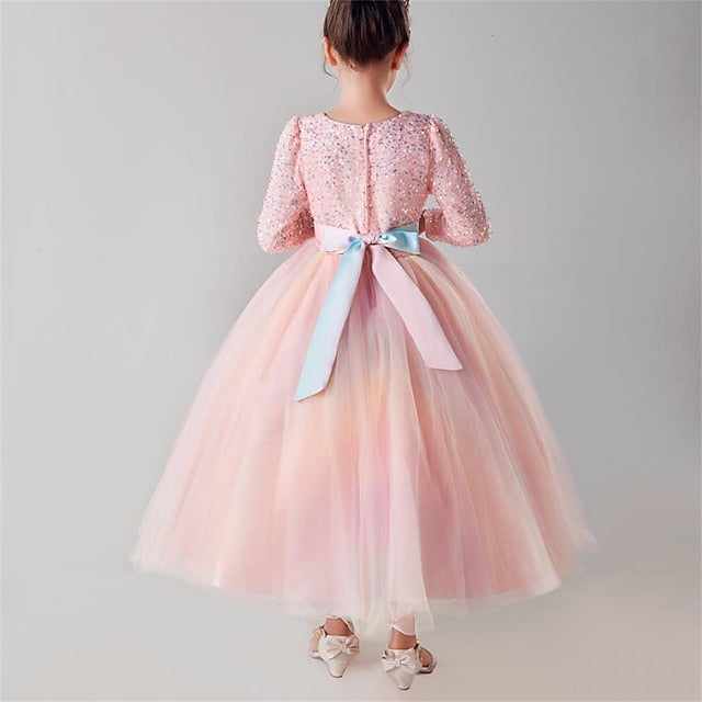 Girls' Dress Girl Kids Party Color Solid Flower