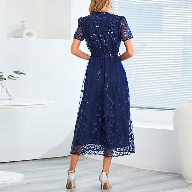 Mother Neck Elegant V Bride the A-Line Dress Sequin of
