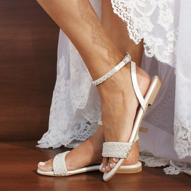 Rhinestone Women's Bridal Wedding Ivory Elegant Sandals -