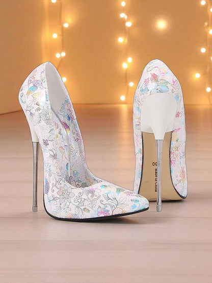 Jacquard Red High Women's Heels Stiletto