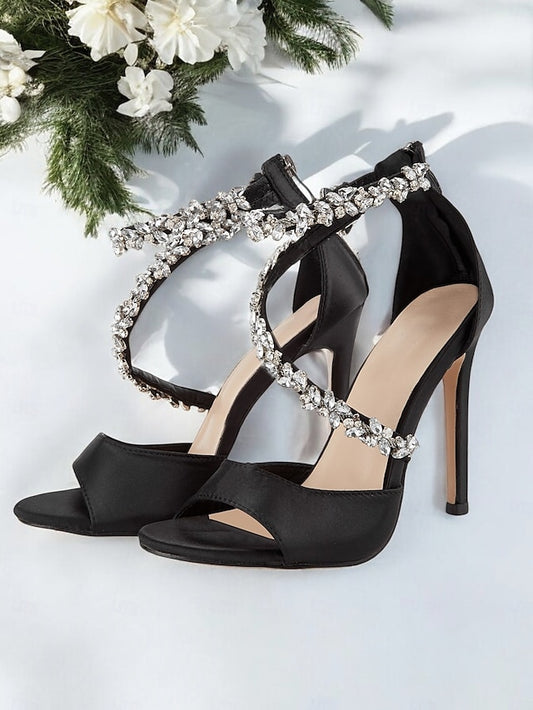 Heels Women's Stiletto Elegant – Rhinestone-Embellished