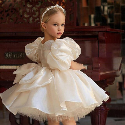 Girl Color Kids Party Solid Girls' Flower Dress Long