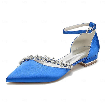 Wedding Women's Flats Toe Elegant Satin White Pointed –