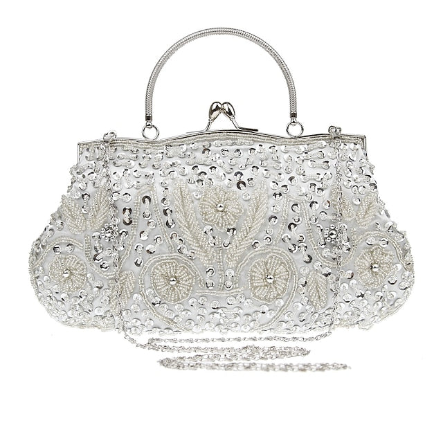 Beaded Vintage White Clutch Purse Women's – Evening