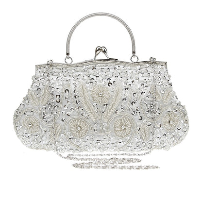 Beaded Vintage White Clutch Purse Women's – Evening