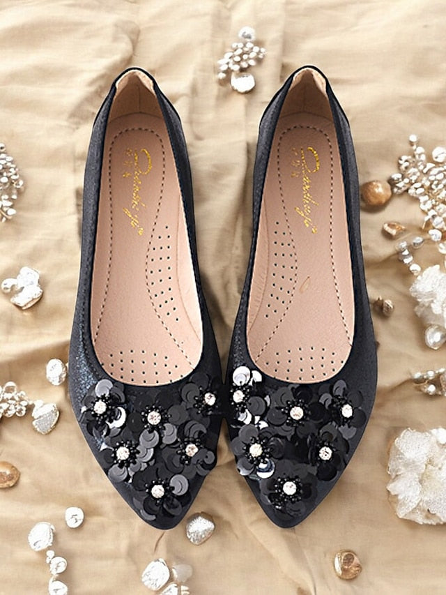 Foldable Women's Floral Embellished Comfortable – Flats