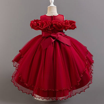 Party Sleeve Short Flower Girls' Kids Wedding Floral Dress