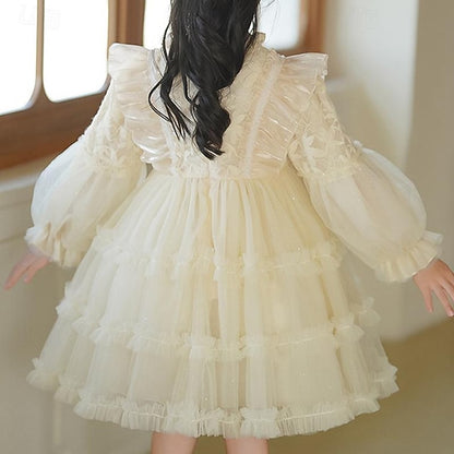 Flower Dress Long Girls' Kids Color Solid Girl Party