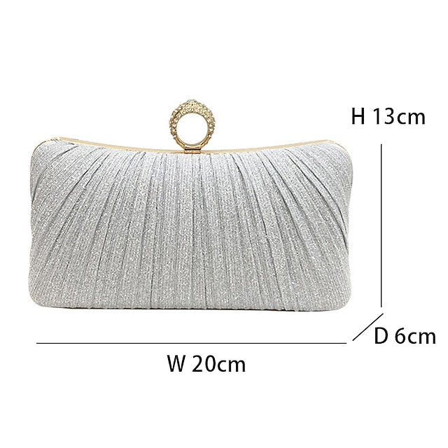 Ring Bag Elegant Rhinestone Evening Gold Clutch Glitter with