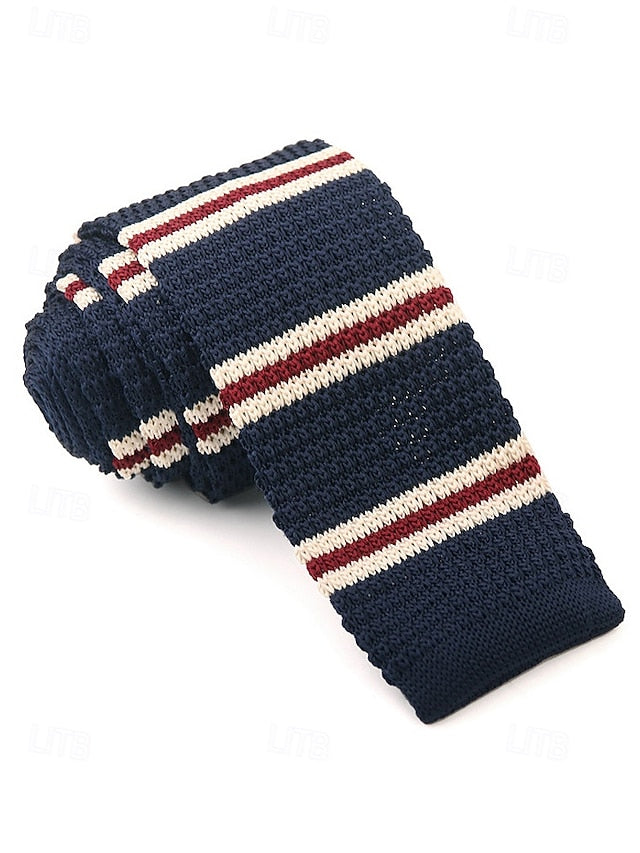 Tie Stylish - Woven Men's Knit Neck Stripe Christmas