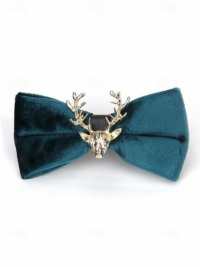 Bow with Velvet Pin Men's Deer Tie Gold Head