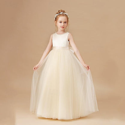 Party Dress Kids Flower Color Solid Girl Girls'