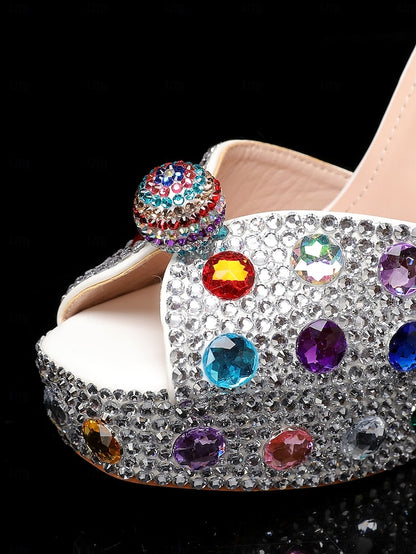 Platform Heel Sandals High with Matching Women's Rhinestone