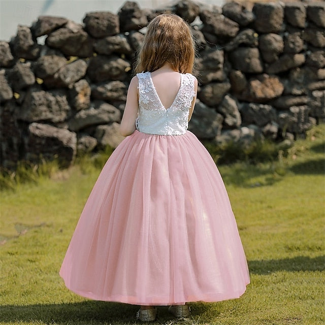 Party Girl Girls' Kids Solid Color Flower Dress