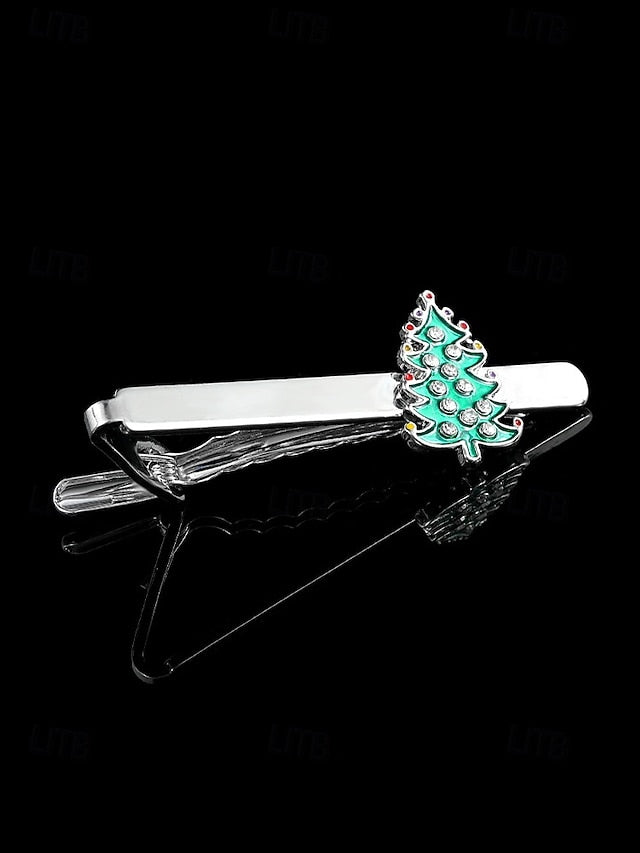 Tie Men's Set Cufflinks - Tree and Festive Clip Christmas