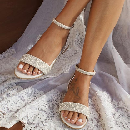 Rhinestone Women's Bridal Wedding Ivory Elegant Sandals -