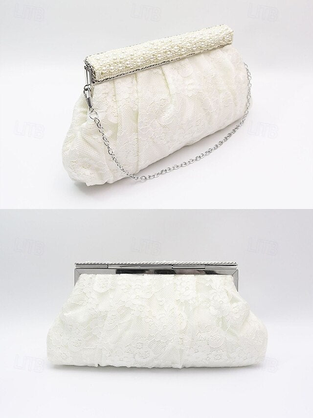 Black Clutch Evening Elegant Women's Lace Beaded Bag with