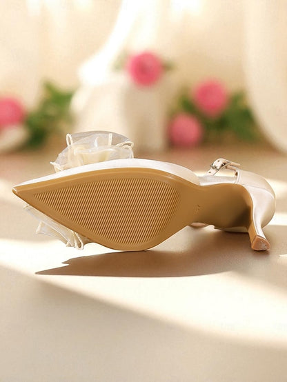 Bridal Ankle with Strap Heels - Satin Pumps Elegant Women's