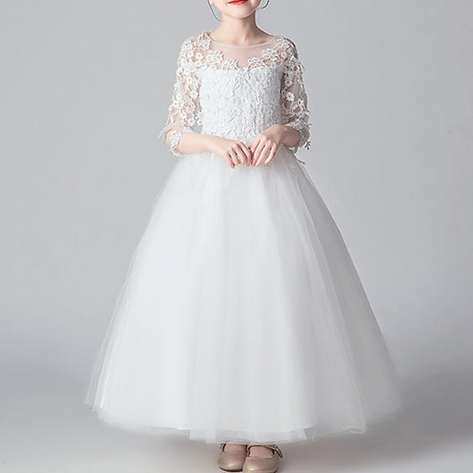 Color Girls' Dress Party Kids Girl Flower Solid