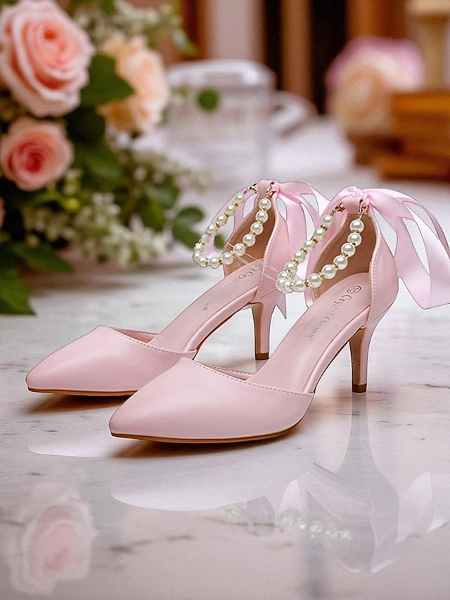 with Pearl Kitten - Heel Strap Bow Ankle Women's Blue Pumps