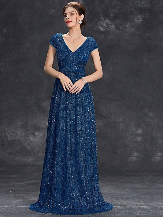 Mother Bride Dress the V of Floor Elegant Party Neck