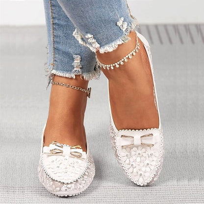 Bow Flats Pink Women's Lace and Details Floral - with