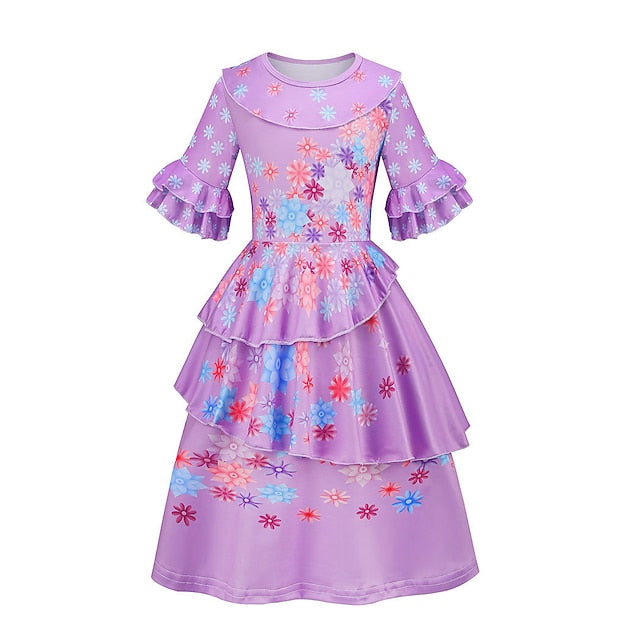Fairytale Dress Princess Girl Encanto Madrigal Isabela Flower