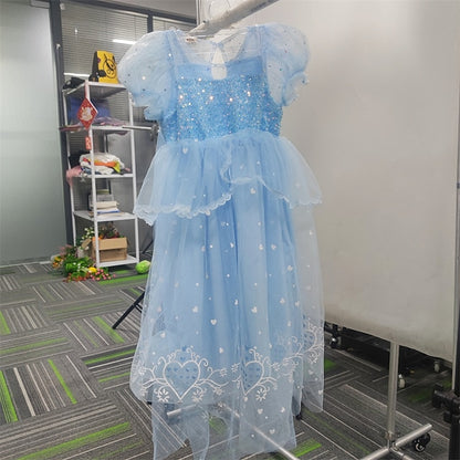 Princess Girl Elsa Frozen Dress Cosplay Cloak Flower