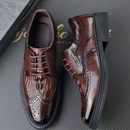 Crocodile Shoes - Brogue Men's Oxford Leather Brown