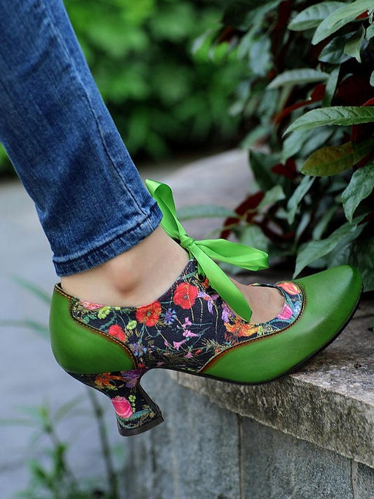 Jane Green Heels Leather with Mary Women's Floral Print