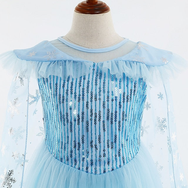 Theme Elsa Dress Princess Girl Flower Frozen Party Fairytale