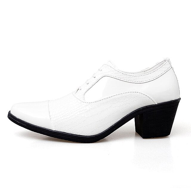 Patent Pattern Faux Black Oxford Leather Men's Crocodile