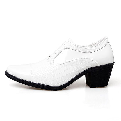 Patent Pattern Faux Black Oxford Leather Men's Crocodile