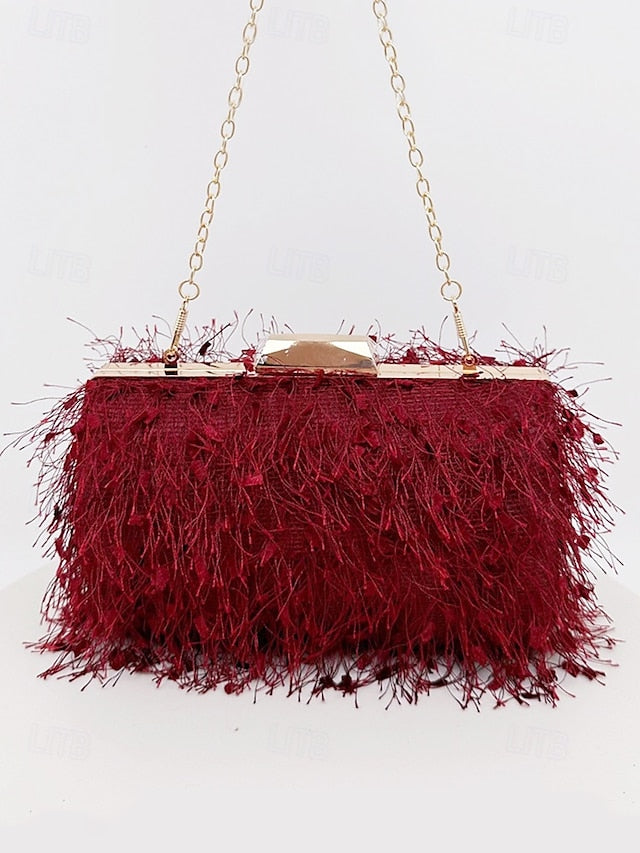 Chain Women's with Clutch Strap Feathered Chic Evening