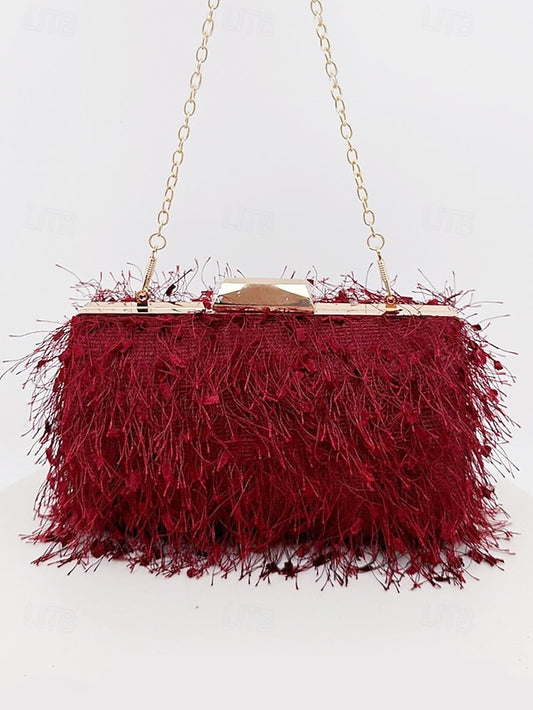 Chain Women's with Clutch Strap Feathered Chic Evening