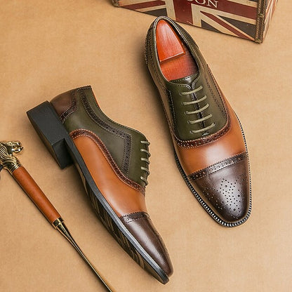 Brown Wingtip and – Black Men's Oxford Shoes Leather Faux