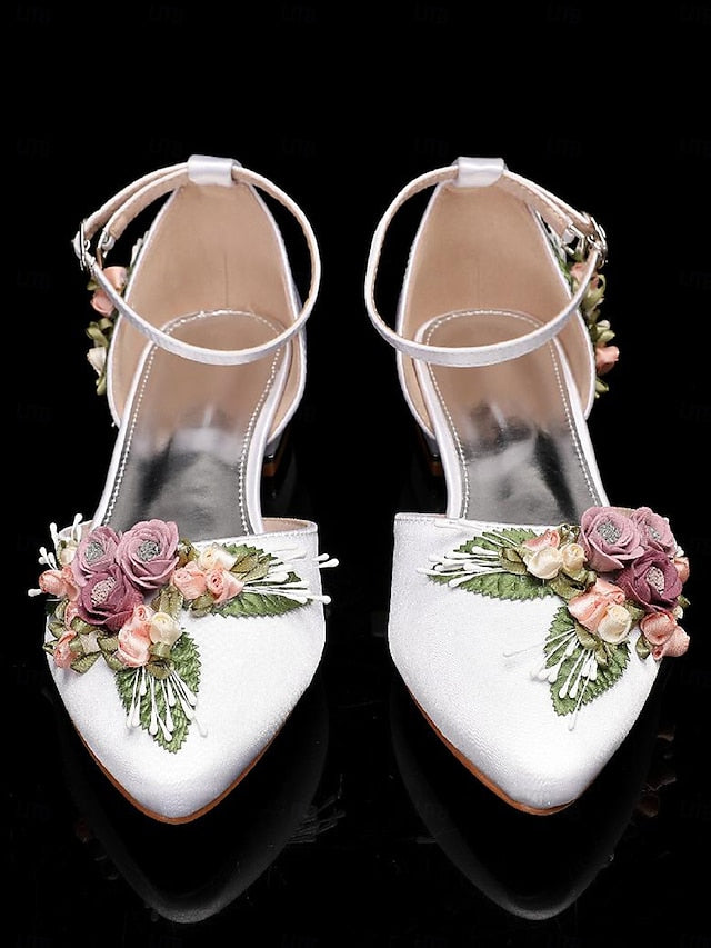 Embroidered with Shoes Matching White Clutch Floral – Flat