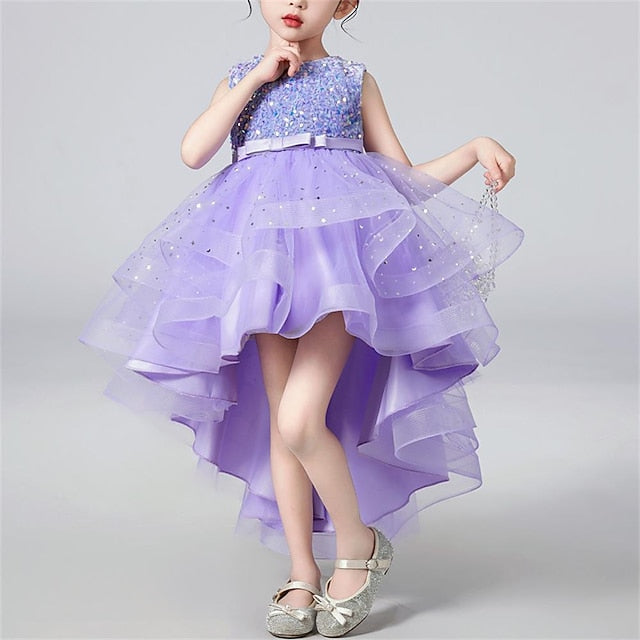 Color Sleeveless Solid Party Girls' Kids Dress
