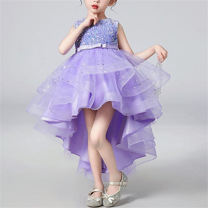 Color Sleeveless Solid Party Girls' Kids Dress