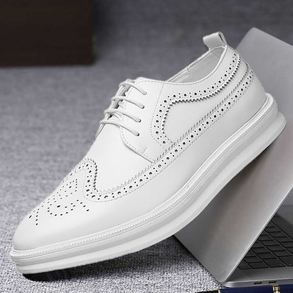 Leather - Stylish Derby Lace-Up Men's Shoes Brogue White